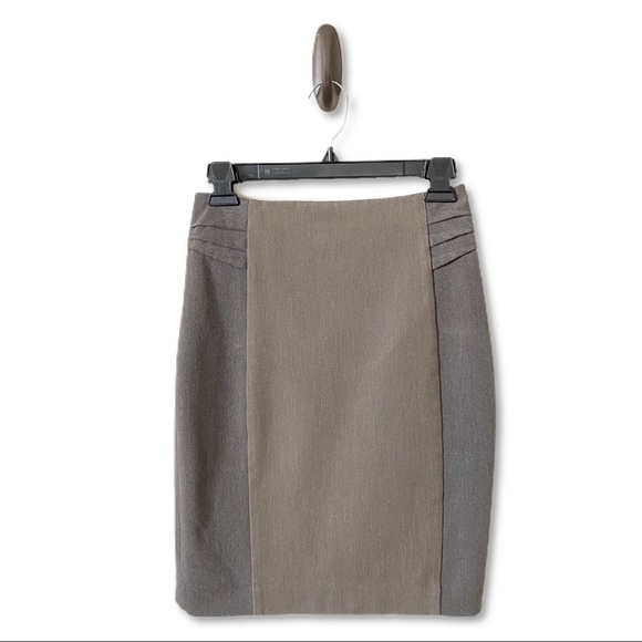 Express Pleated Color Block Lined Pencil Skirt 2 - Picture 2 of 9